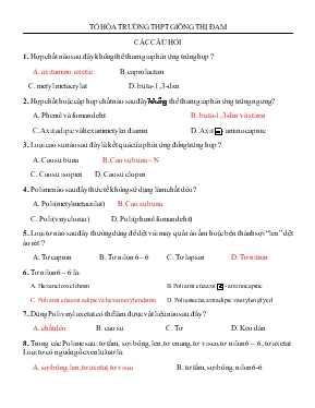Câu hỏi ôn tập môn hóa 12 - Chương 4